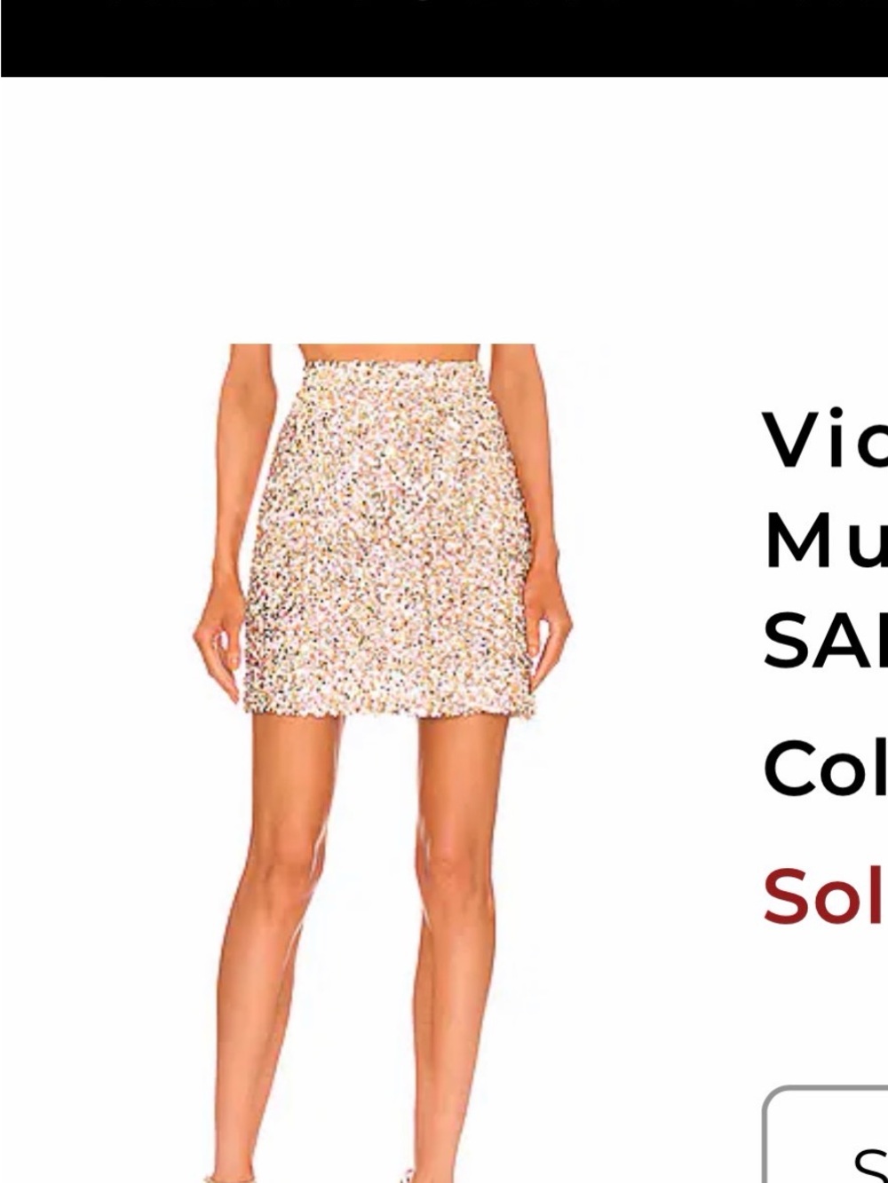 Sabina Musayev Sequin Mini Skirt in multicolor, gold and cream/white